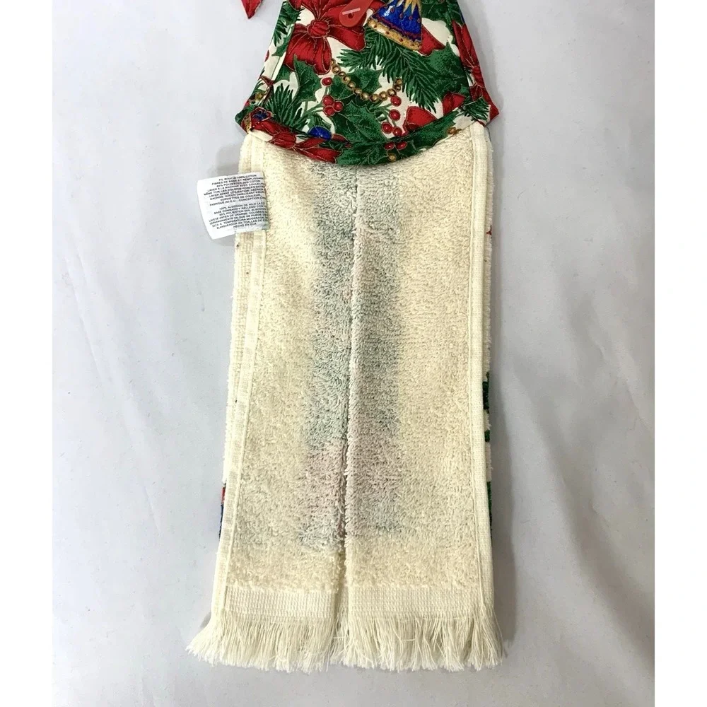 Cannon Christmas Handtowels Vintage Holiday USA made Red Green Set of 3-1 is NEW
